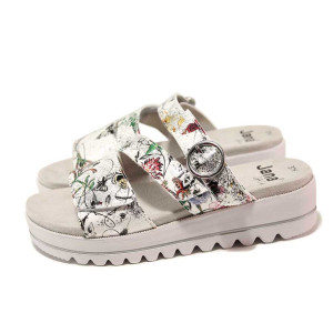 Бели анатомични дамски чехли, здрава еко-кожа - ежедневни обувки за пролетта и лятото N 100018189