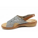 Сини дамски сандали, естествена кожа - ежедневни обувки за пролетта и лятото N 100018195
