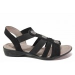 Черни дамски сандали, качествен еко-велур - ежедневни обувки за пролетта и лятото N 100018190