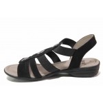 Черни дамски сандали, качествен еко-велур - ежедневни обувки за пролетта и лятото N 100018190