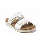 Бели дамски чехли, здрава еко-кожа - ежедневни обувки за пролетта и лятото N 100018196