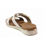 Бели дамски чехли, здрава еко-кожа - ежедневни обувки за пролетта и лятото N 100018196