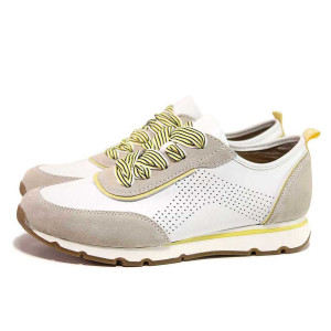 Бели спортни дамски обувки, естествена кожа - ежедневни обувки за пролетта и лятото N 100018193