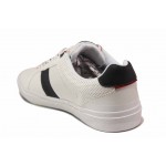 Бели анатомични мъжки спортни обувки, здрава еко-кожа - спортни кецове за пролетта и лятото N 100018235