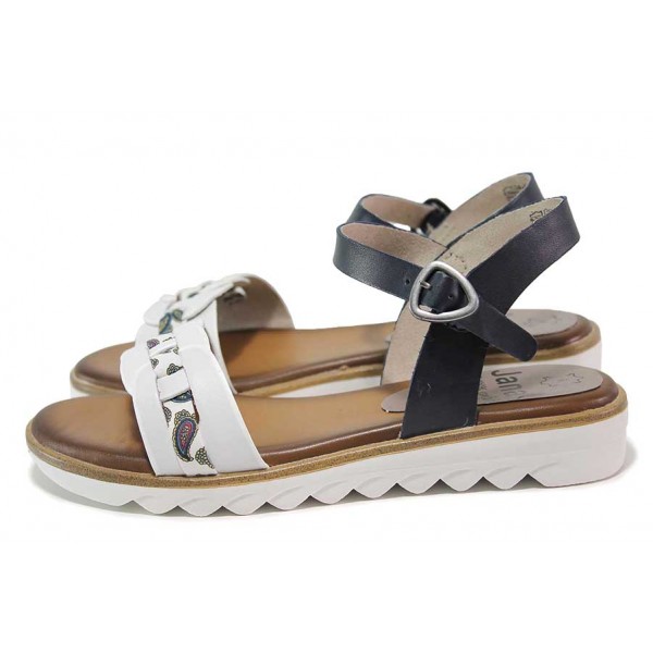 Бели дамски сандали, естествена кожа - ежедневни обувки за пролетта и лятото N 100018238
