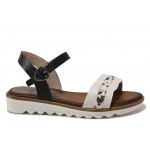 Бели дамски сандали, естествена кожа - ежедневни обувки за пролетта и лятото N 100018238