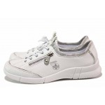 Бели спортни дамски обувки, здрава еко-кожа - ежедневни обувки за пролетта и лятото N 100018241