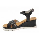 Черни дамски сандали, естествена кожа - ежедневни обувки за пролетта и лятото N 100018261