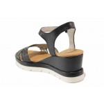 Черни дамски сандали, естествена кожа - ежедневни обувки за пролетта и лятото N 100018261