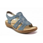 Сини анатомични дамски сандали, естествена кожа - ежедневни обувки за пролетта и лятото N 100018259