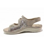 Бежови дамски сандали, здрава еко-кожа - ежедневни обувки за пролетта и лятото N 100018260