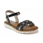 Черни дамски сандали, естествена кожа - ежедневни обувки за пролетта и лятото N 100018285