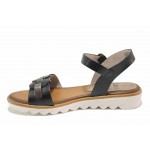 Черни дамски сандали, естествена кожа - ежедневни обувки за пролетта и лятото N 100018285