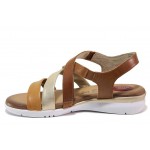 Кафяви дамски сандали, естествена кожа - ежедневни обувки за пролетта и лятото N 100018293