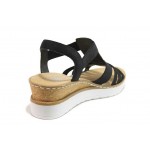 Черни дамски сандали, качествен еко-велур - ежедневни обувки за пролетта и лятото N 100018300
