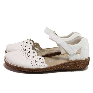 Бели дамски обувки с равна подметка, естествена кожа - всекидневни обувки за пролетта и лятото N 100018302