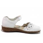 Бели дамски обувки с равна подметка, естествена кожа - всекидневни обувки за пролетта и лятото N 100018302