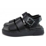 Черни дамски сандали, здрава еко-кожа - ежедневни обувки за пролетта и лятото N 100018304