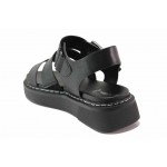 Черни дамски сандали, здрава еко-кожа - ежедневни обувки за пролетта и лятото N 100018304