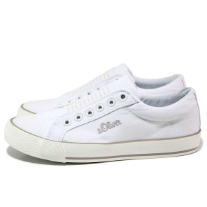 Бели дамски кецове, текстилна материя - спортни обувки за пролетта и лятото N 100018315