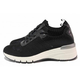 Черни дамски маратонки, текстилна материя - спортни обувки за пролетта и лятото N 100018316