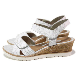 Бели дамски сандали, естествена кожа - ежедневни обувки за пролетта и лятото N 100018312