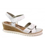 Бели дамски сандали, естествена кожа - ежедневни обувки за пролетта и лятото N 100018312
