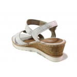 Бели дамски сандали, естествена кожа - ежедневни обувки за пролетта и лятото N 100018312