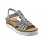 Сини дамски сандали, здрава еко-кожа - ежедневни обувки за пролетта и лятото N 100018310