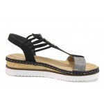 Черни дамски сандали, здрава еко-кожа - ежедневни обувки за пролетта и лятото N 100018320