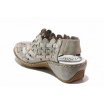 Сиви дамски обувки с равна подметка, естествена кожа - ежедневни обувки за пролетта и лятото N 100018321