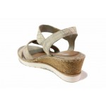 Бежови дамски сандали, естествена кожа - всекидневни обувки за пролетта и лятото N 100018324