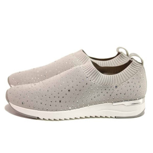 Сиви спортни дамски обувки, текстилна материя - ежедневни обувки за пролетта и лятото N 100018325