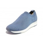 Сини спортни дамски обувки, текстилна материя - спортни обувки за пролетта и лятото N 100018326