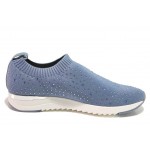 Сини спортни дамски обувки, текстилна материя - спортни обувки за пролетта и лятото N 100018326