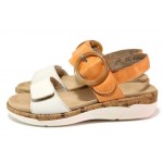 Оранжеви дамски сандали, естествена кожа - всекидневни обувки за пролетта и лятото N 100018348