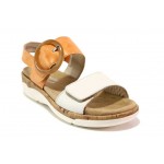 Оранжеви дамски сандали, естествена кожа - всекидневни обувки за пролетта и лятото N 100018348