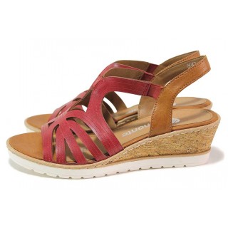 Червени дамски сандали, здрава еко-кожа - ежедневни обувки за пролетта и лятото N 100018349
