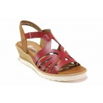 Червени дамски сандали, здрава еко-кожа - ежедневни обувки за пролетта и лятото N 100018349