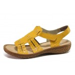 Жълти дамски сандали, естествена кожа - всекидневни обувки за пролетта и лятото N 100018351