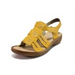 Жълти дамски сандали, естествена кожа - всекидневни обувки за пролетта и лятото N 100018351