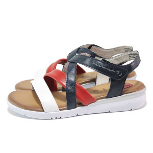 Сини дамски сандали, естествена кожа - всекидневни обувки за пролетта и лятото N 100018369