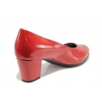 Червени анатомични дамски обувки със среден ток, лачена еко кожа - ежедневни обувки за пролетта и лятото N 100018371
