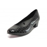 Черни дамски обувки със среден ток, еко-кожа с крокодилска шарка - всекидневни обувки за пролетта и лятото N 100018374
