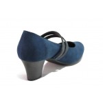 Тъмносини дамски обувки със среден ток, качествен еко-велур - ежедневни обувки за пролетта и лятото N 100018375