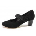 Черни дамски обувки със среден ток, качествен еко-велур - всекидневни обувки за пролетта и лятото N 100018376