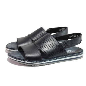 ТъмноСини анатомични мъжки сандали, естествена кожа - ежедневни обувки за пролетта и лятото N 100018395