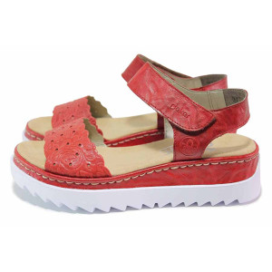 Червени анатомични дамски сандали, естествена кожа - ежедневни обувки за пролетта и лятото N 100018403