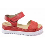 Червени анатомични дамски сандали, естествена кожа - ежедневни обувки за пролетта и лятото N 100018403