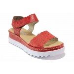 Червени анатомични дамски сандали, естествена кожа - ежедневни обувки за пролетта и лятото N 100018403